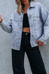 Washed Striped Pattern Casual Pocketed Denim Jacket