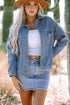 Washed Striped Pattern Casual Pocketed Denim Jacket