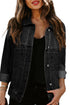 Washed Striped Pattern Casual Pocketed Denim Jacket