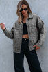 Washed Striped Pattern Casual Pocketed Denim Jacket