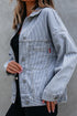 Washed Striped Pattern Casual Pocketed Denim Jacket