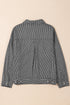 Washed Striped Pattern Casual Pocketed Denim Jacket