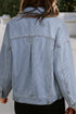 Washed Striped Pattern Casual Pocketed Denim Jacket