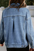 Washed Striped Pattern Casual Pocketed Denim Jacket