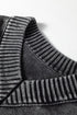 Washed Texture Exposed Seam V Neck Sweater