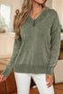 Washed Texture Exposed Seam V Neck Sweater