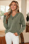 Washed Texture Exposed Seam V Neck Sweater