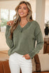 Washed Texture Exposed Seam V Neck Sweater