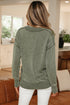 Washed Texture Exposed Seam V Neck Sweater
