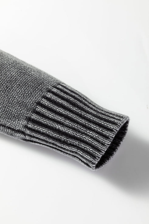 Washed Texture Exposed Seam V Neck Sweater