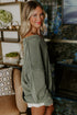 Washed Texture Exposed Seam V Neck Sweater
