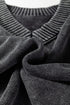 Washed Texture Exposed Seam V Neck Sweater