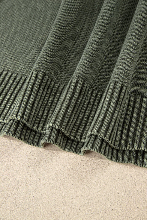 Washed Texture Exposed Seam V Neck Sweater