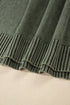 Washed Texture Exposed Seam V Neck Sweater