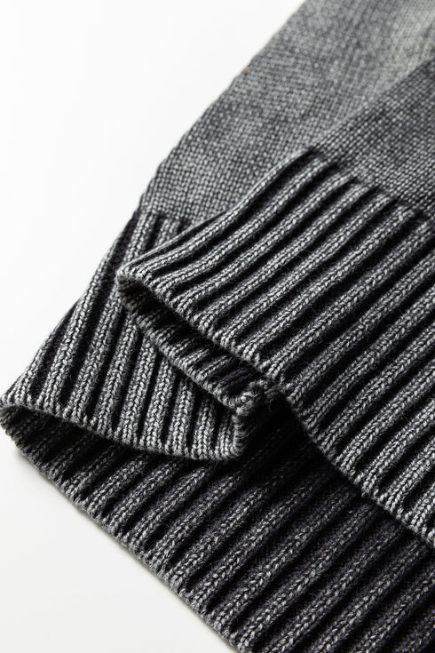 Washed Texture Exposed Seam V Neck Sweater