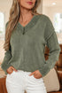Washed Texture Exposed Seam V Neck Sweater