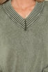 Washed Texture Exposed Seam V Neck Sweater