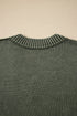 Washed Texture Exposed Seam V Neck Sweater