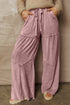 Washed Tiered Patchwork Drawstring Wide Leg Pants