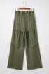 Washed Tiered Patchwork Drawstring Wide Leg Pants