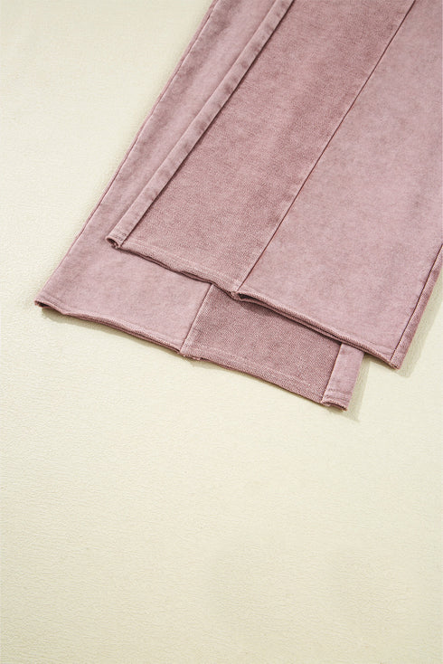 Washed Tiered Patchwork Drawstring Wide Leg Pants