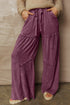 Washed Tiered Patchwork Drawstring Wide Leg Pants