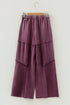 Washed Tiered Patchwork Drawstring Wide Leg Pants