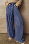Washed Tiered Patchwork Drawstring Wide Leg Pants