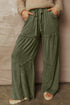 Washed Tiered Patchwork Drawstring Wide Leg Pants