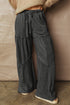 Washed Tiered Patchwork Drawstring Wide Leg Pants