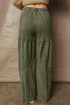 Washed Tiered Patchwork Drawstring Wide Leg Pants