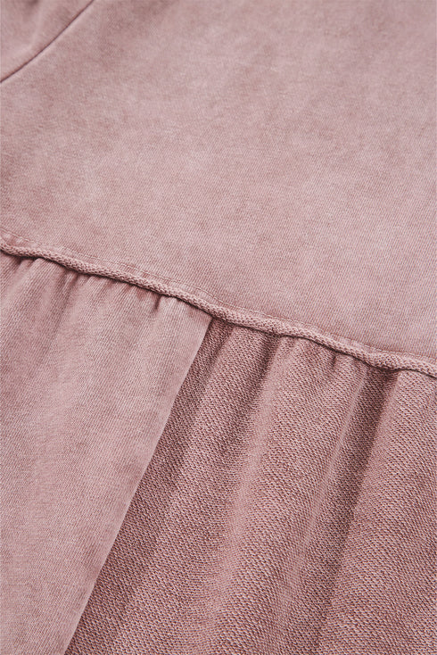 Washed Tiered Patchwork Drawstring Wide Leg Pants