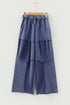 Washed Tiered Patchwork Drawstring Wide Leg Pants