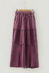 Washed Tiered Patchwork Drawstring Wide Leg Pants