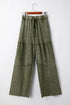 Washed Tiered Patchwork Drawstring Wide Leg Pants