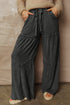 Washed Tiered Patchwork Drawstring Wide Leg Pants