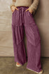 Washed Tiered Patchwork Drawstring Wide Leg Pants