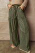 Washed Tiered Patchwork Drawstring Wide Leg Pants
