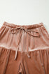 Washed Velvet Western Lace Up Tiered Flare Pants
