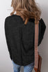 Washed Waffle Knit Buttoned Neckline Casual Long Sleeve Top