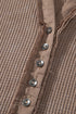 Washed Waffle Knit Buttoned Neckline Casual Long Sleeve Top