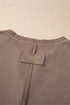 Washed Waffle Knit Buttoned Neckline Casual Long Sleeve Top