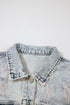 Washed Western Buttoned Chest Pocket Puff Sleeve Denim Jacket