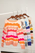 Wave Striped Balloon Sleeve Drop Shoulder Sweater