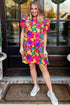Wavy Abstract Print Ruffle Sleeve Shift Dress