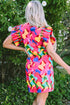 Wavy Abstract Print Ruffle Sleeve Shift Dress