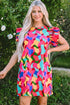 Wavy Abstract Print Ruffle Sleeve Shift Dress