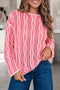 Wavy Hollow Out Knit Long Sleeve Cotton Pullover Sweater