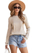 Wavy Plissé Texture Crew Neck Long Sleeve Top