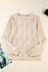 Wavy Plissé Texture Crew Neck Long Sleeve Top